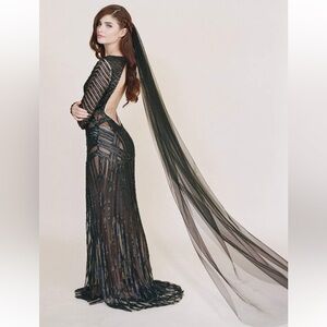 Black cathedral length veil